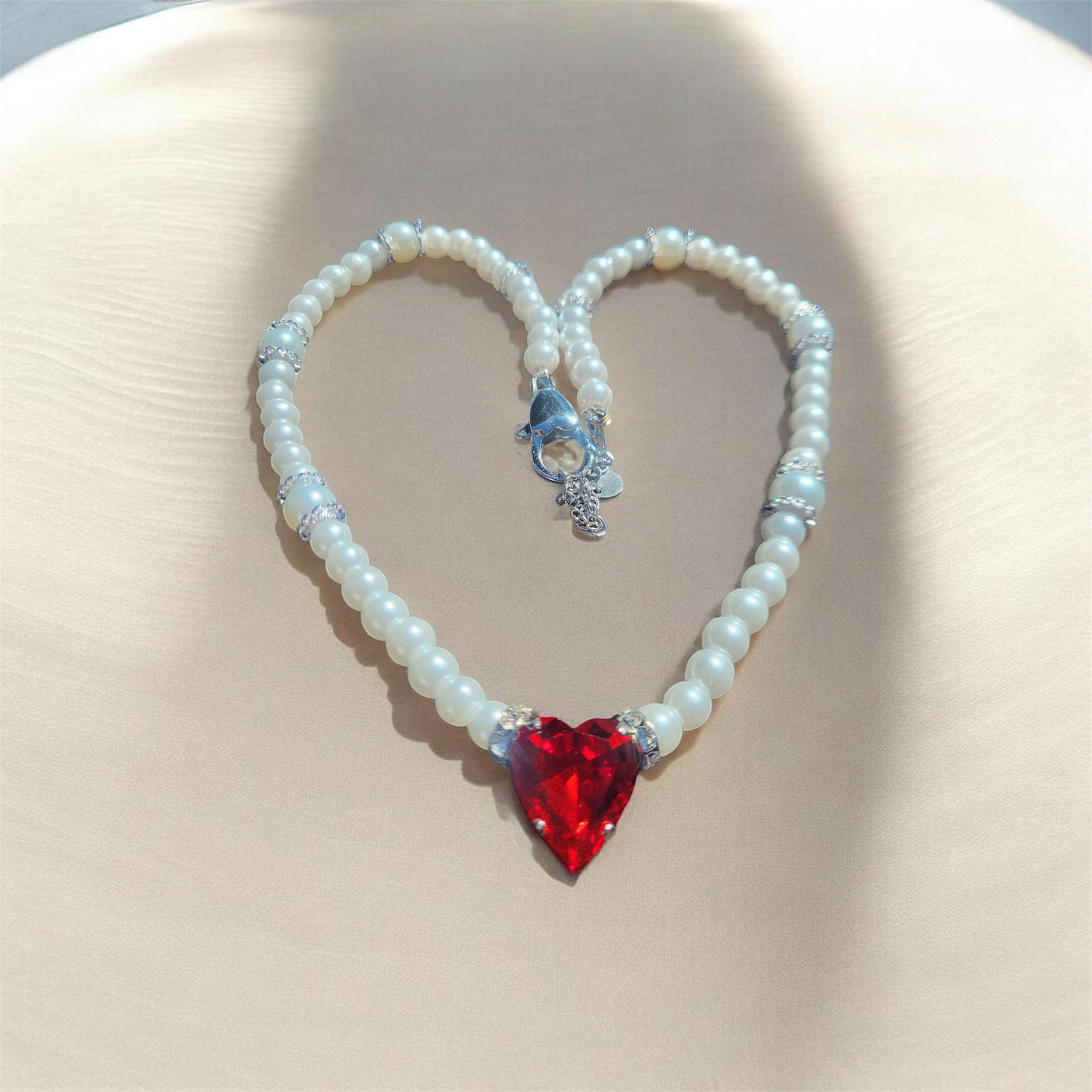 Perle Blanche & Coeur Ruby